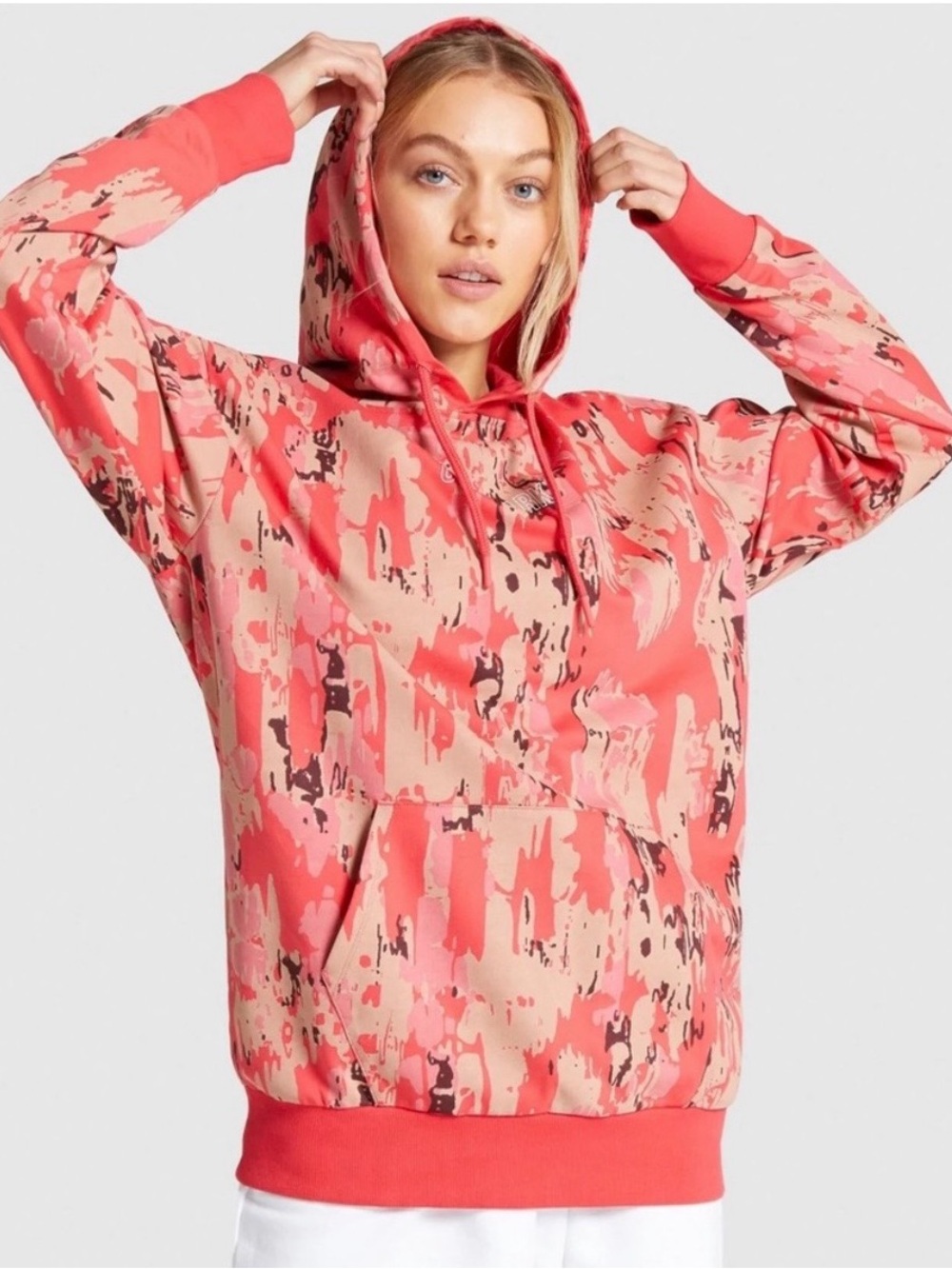 Gymshark Pink Camo Athletic Shorts and hoodie (SET )